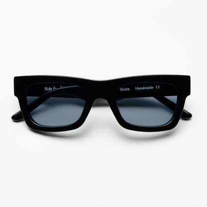 Greta Black With Blue Lens